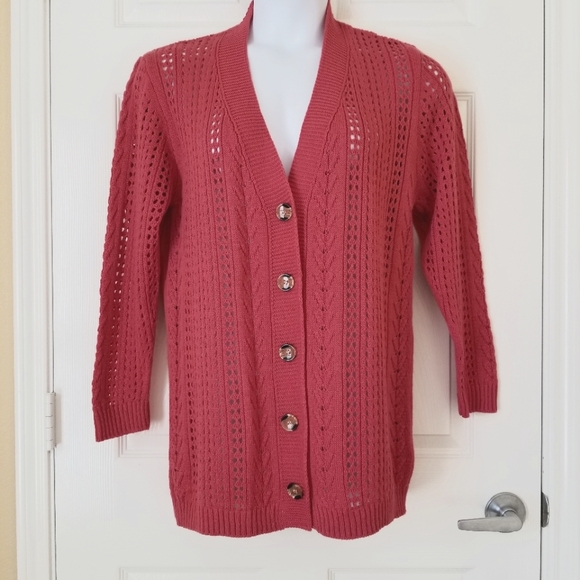 Milan Kiss Sweaters - Milan Kiss Open Stich Cardigan Women Size L